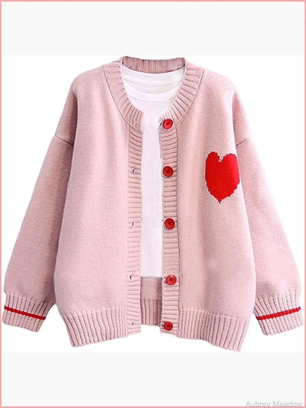 Love Heart Knitted Cardigan Cute Sweater Y2K Button Down Outerwear S-2XL